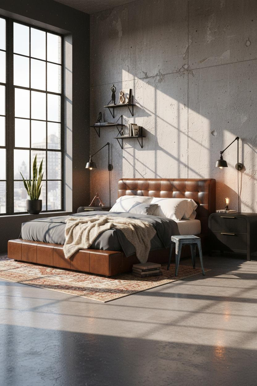 Industrial Chic Bedroom Concrete Steel Loft