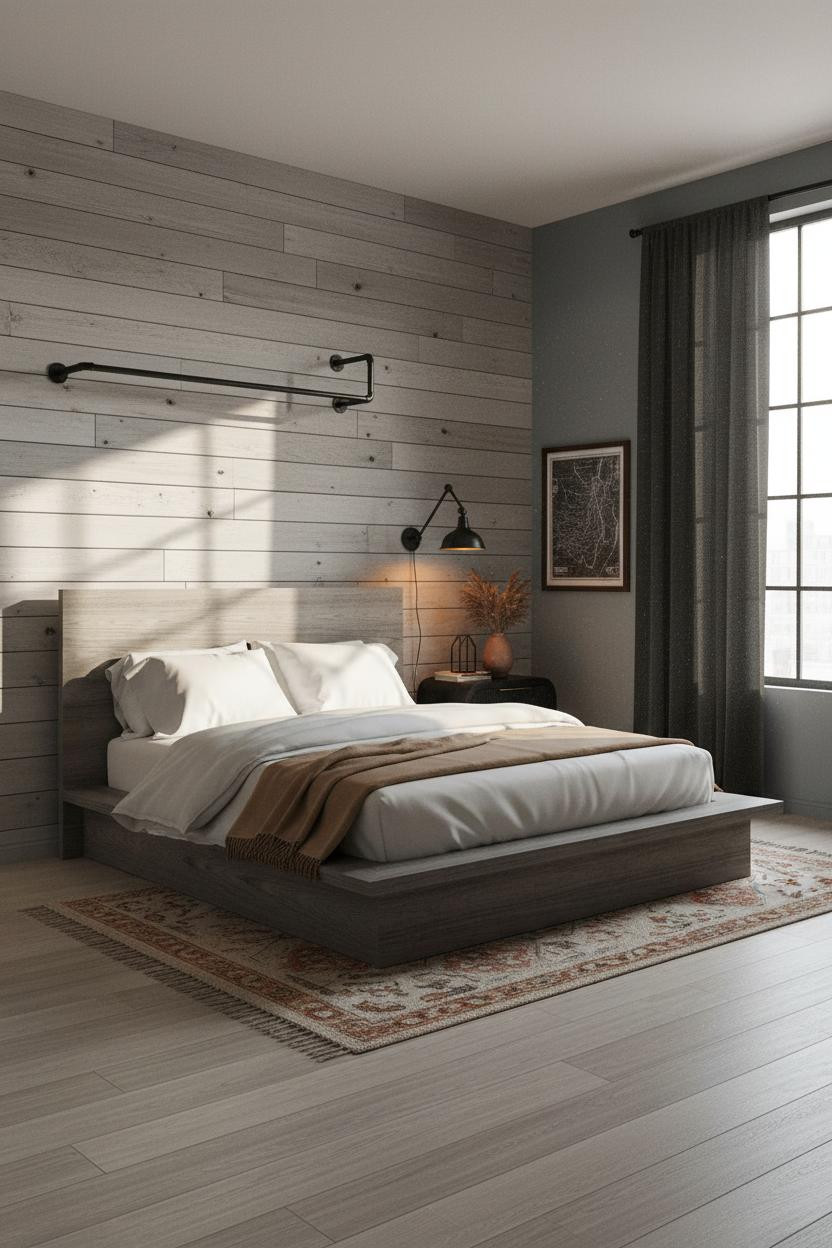 Industrial Chic Bedroom Shiplap Steel Windows