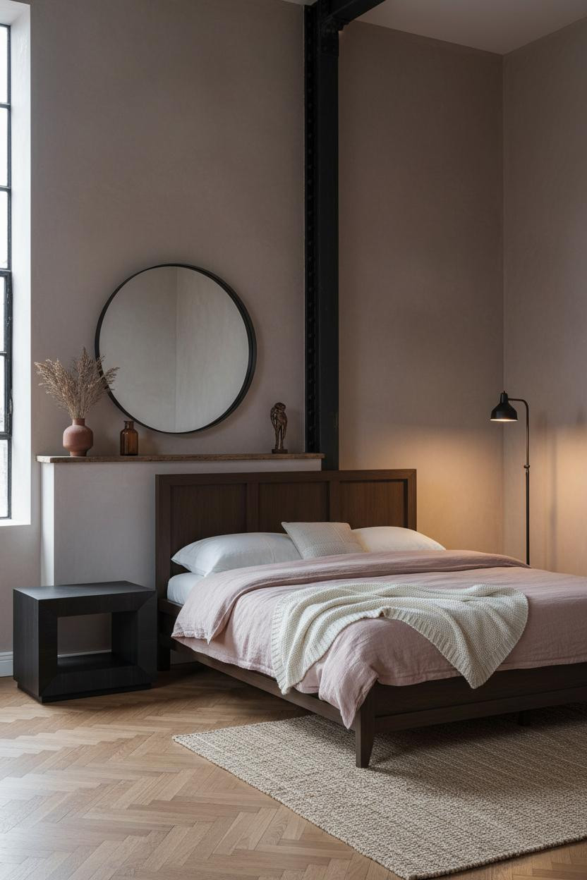 Industrial Chic Bedroom Steel Beam Design