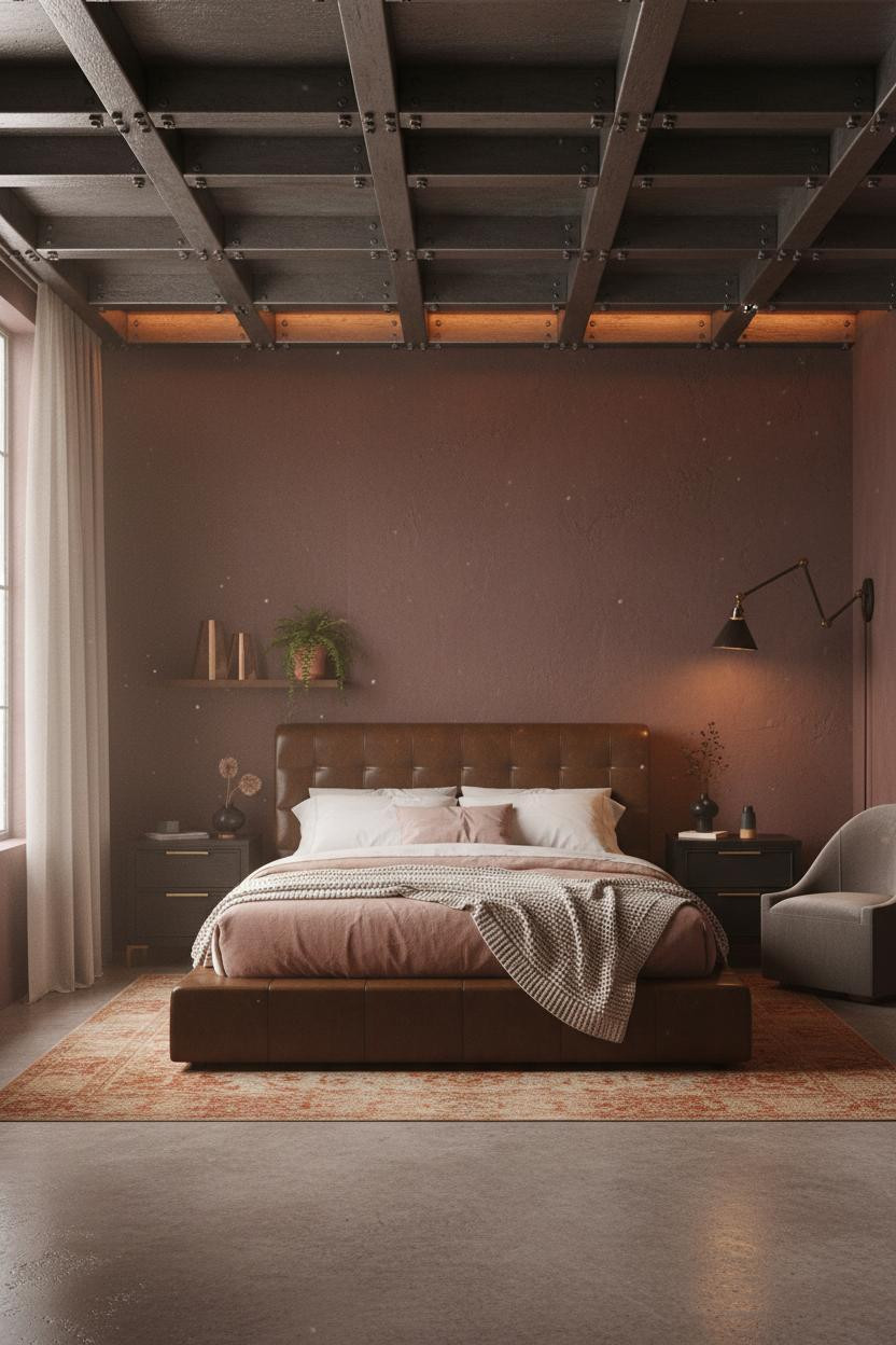 Industrial Chic Bedroom Steel Ceiling