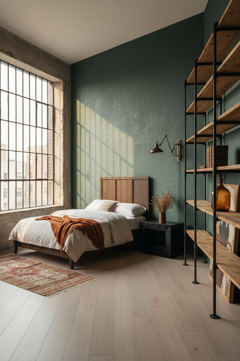 Industrial Chic Bedroom Steel Shelving