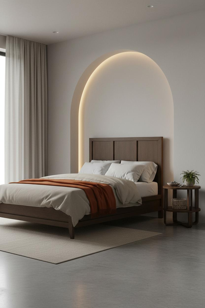 Japandi Bedroom Arched Niche Scandi