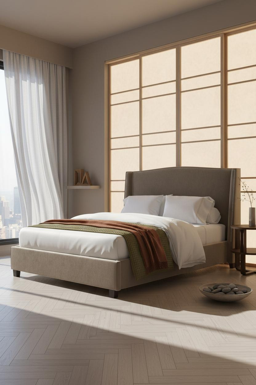 Japandi Bedroom Design Shoji Panels Natural Light
