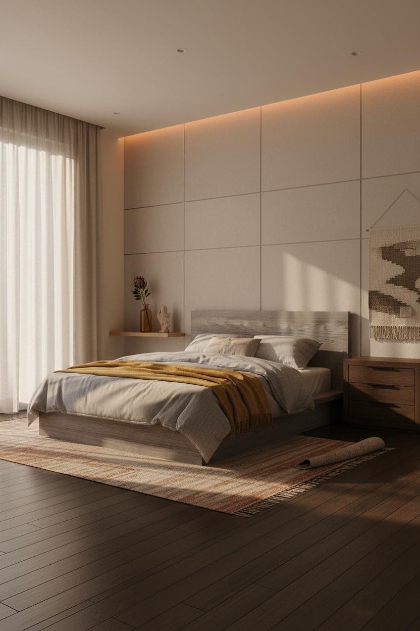 Japandi Bedroom Design Warm Wood Minimal