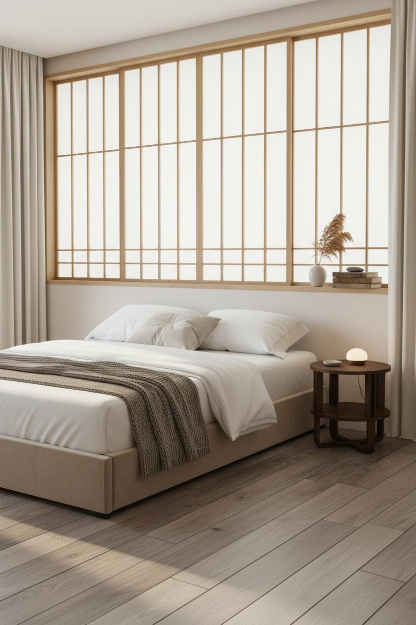 Japandi Nightstand Light Wood Midcentury