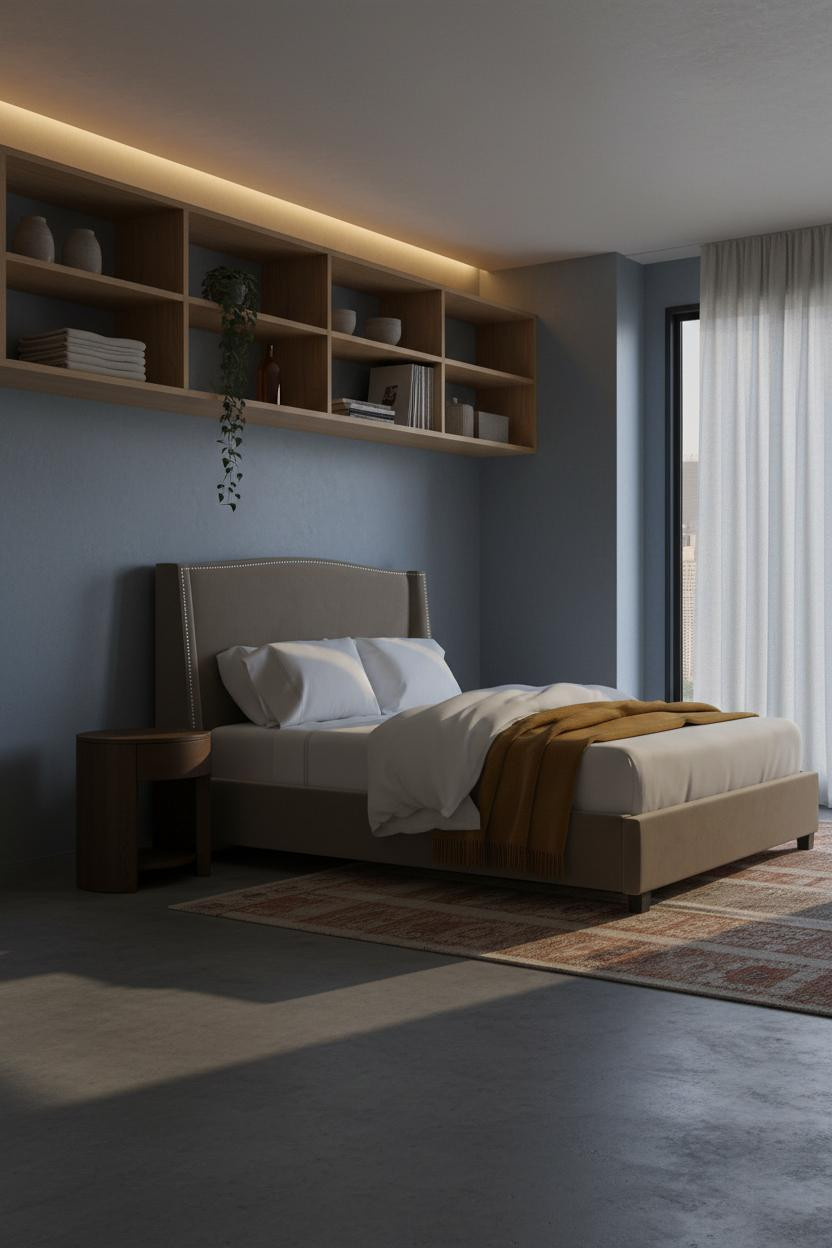 Japanese Studio Apartment Floating Shelf Minimal