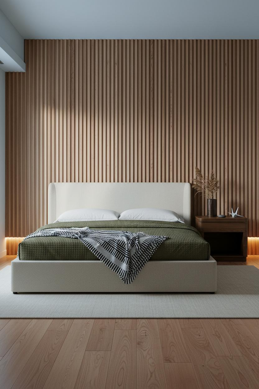 Japanese Studio Apartment Minimal Cedar Wall