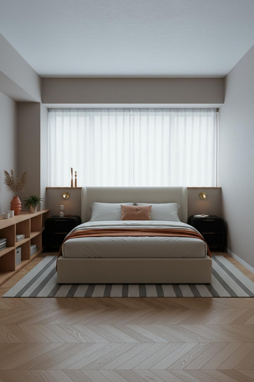 Japanese Studio Apartment Minimal Shelf