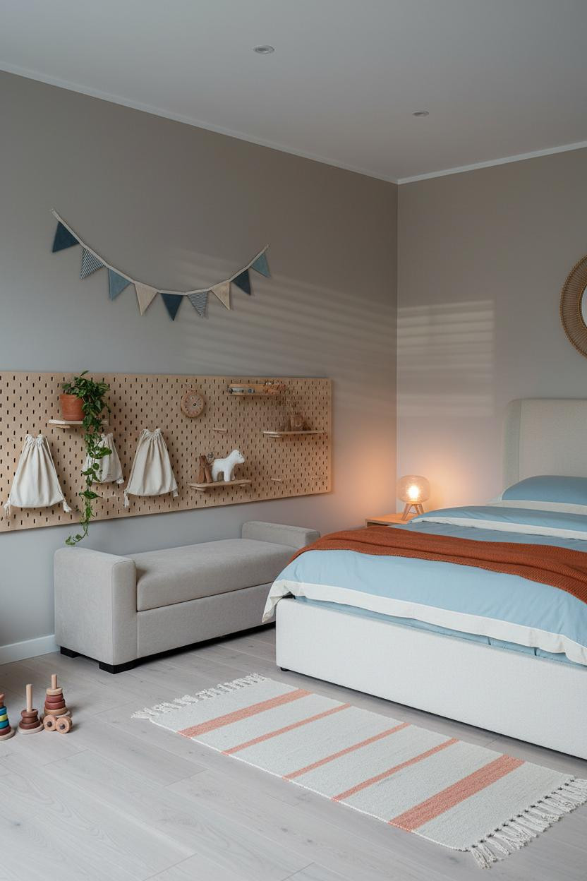 Kids Room Design Japandi Pegboard Storage