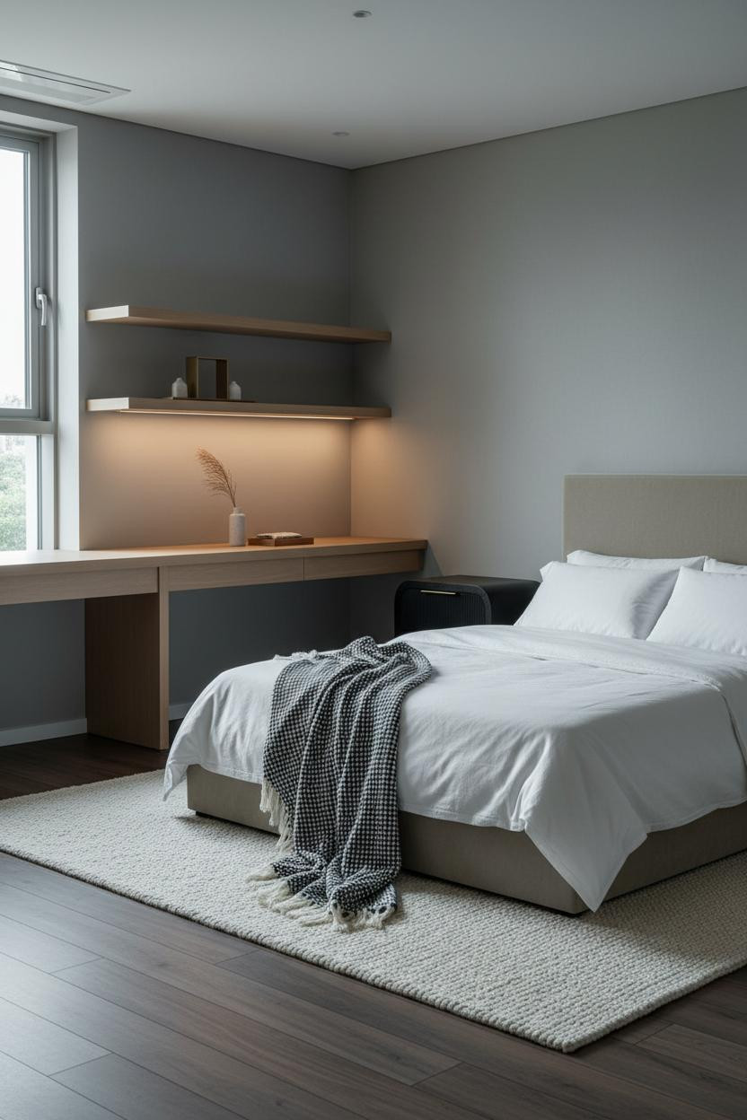 Korean Studio Apartment Minimalist Desk Alcove