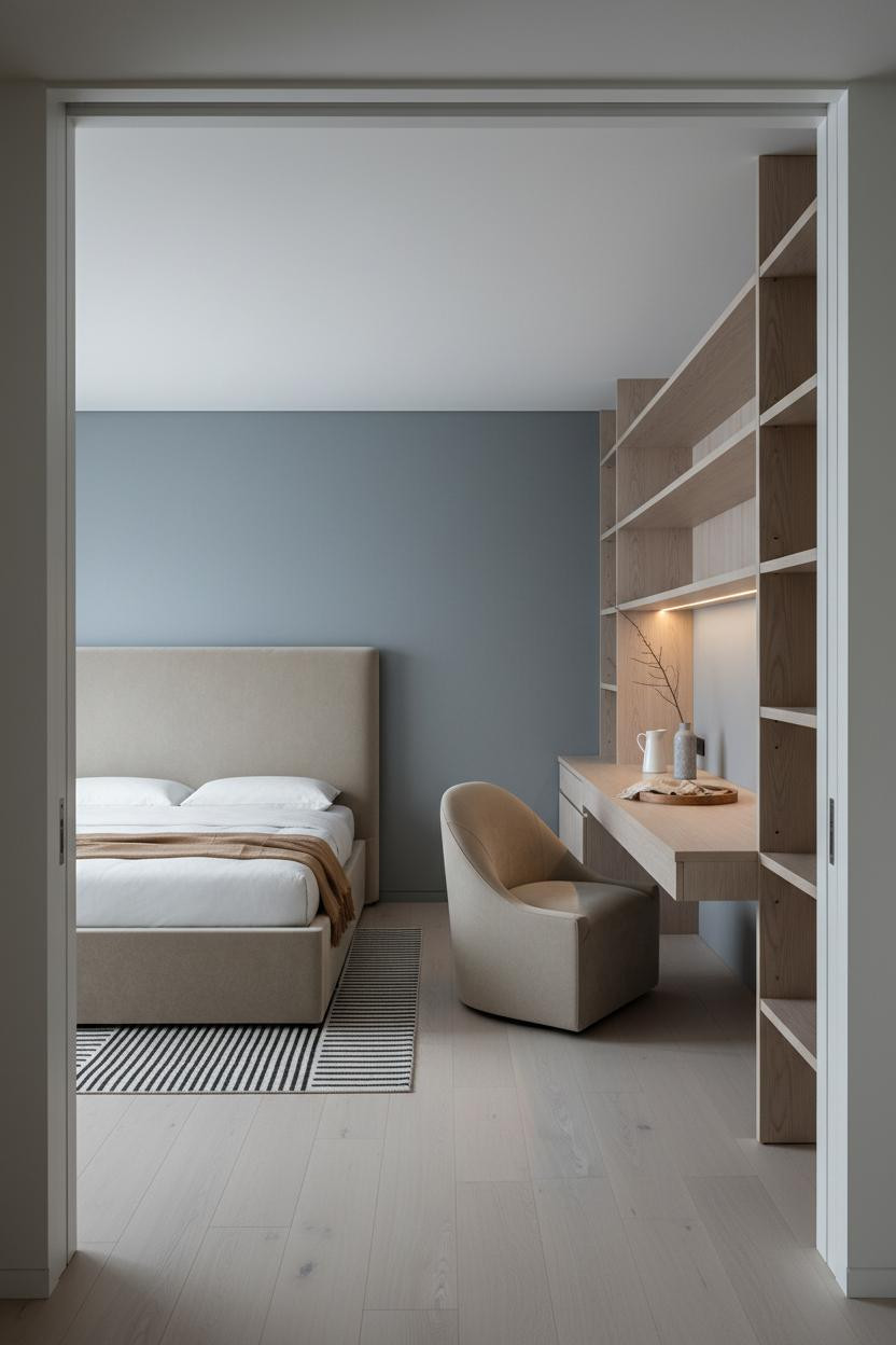 Korean Studio Apartment Minimalist Desk Layout