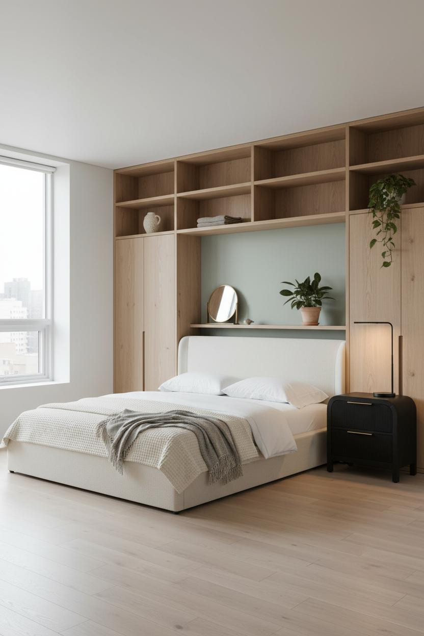 Korean Studio Apartment Minimalist Shelving