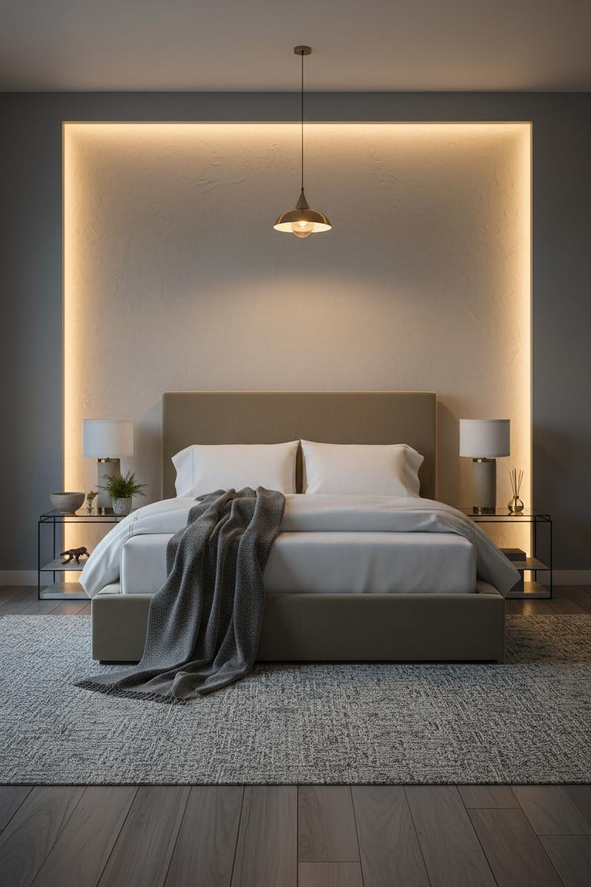 Luxury Bedroom Backlit Headwall Modern