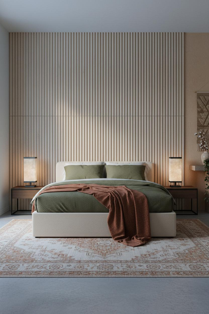 Luxury Bedroom Japandi Travertine Wardrobe