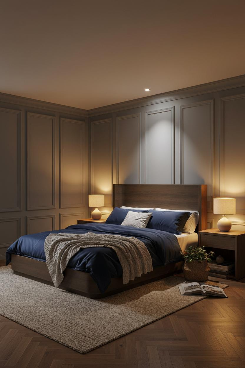 Luxury Bedroom Paneled Wall Wardrobe Design