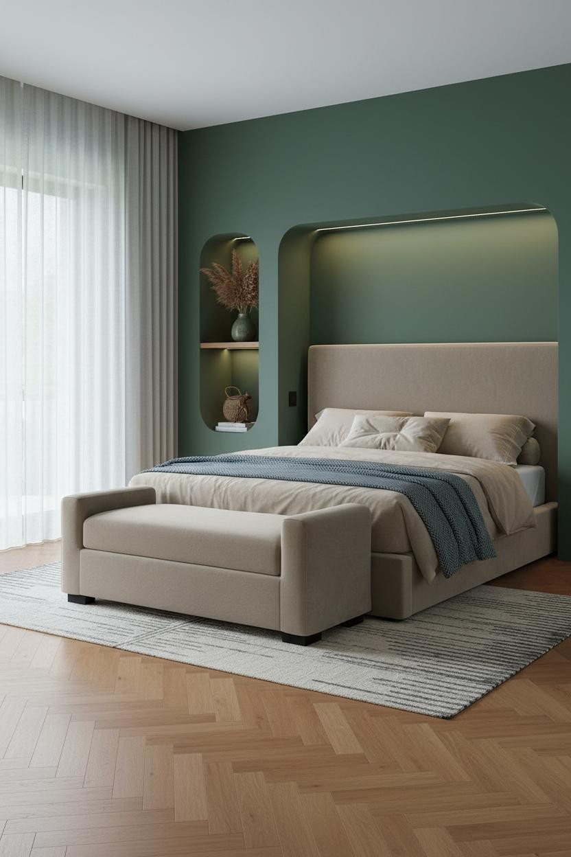 Modern Luxury Bedroom Sage Headboard