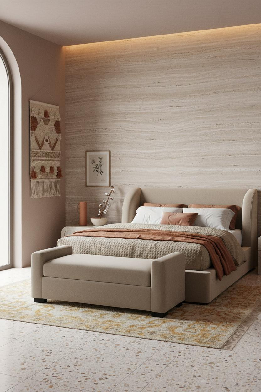 Modern Luxury Bedroom Travertine Design