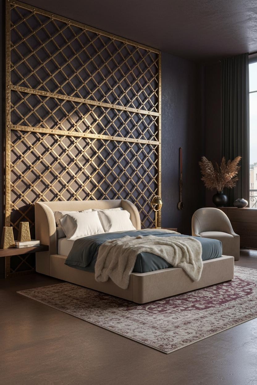 Luxury Boho Bedroom Brass Headboard