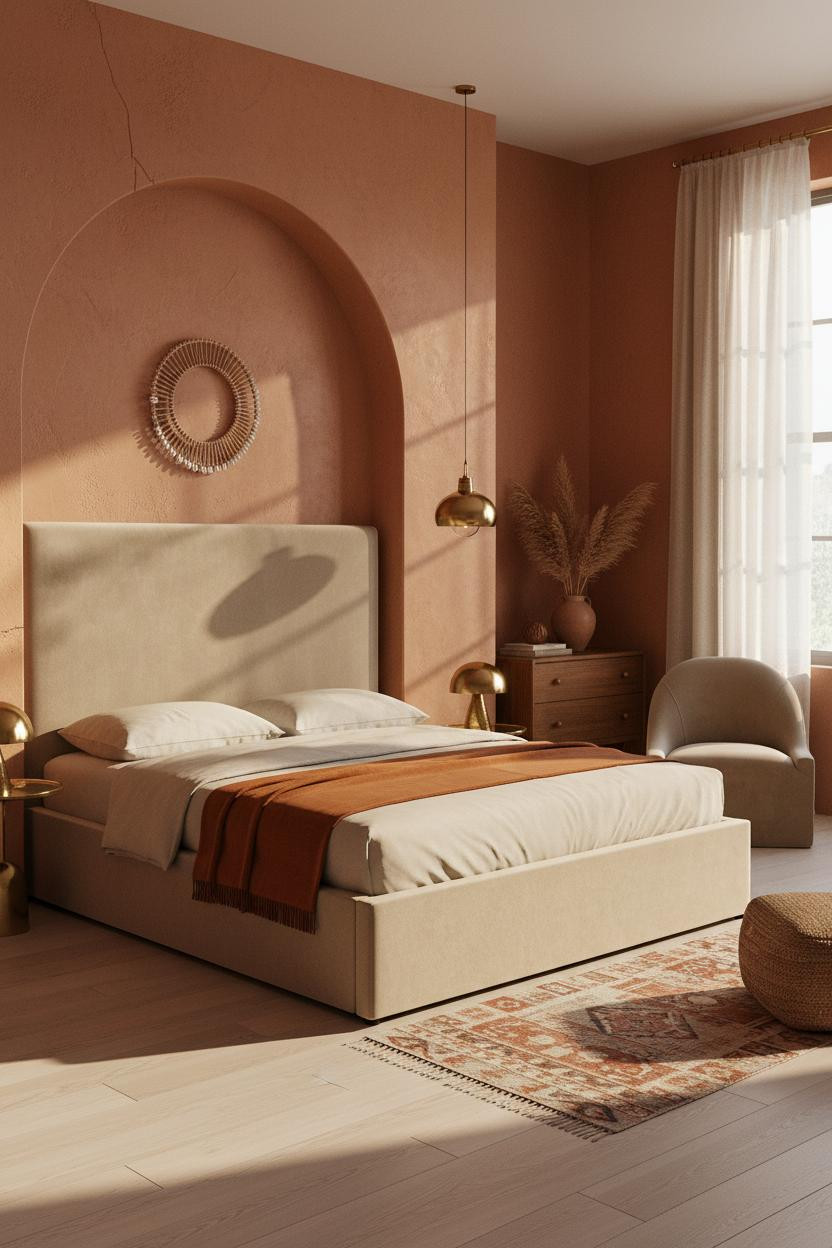 Luxury Boho Bedroom Terracotta Brass