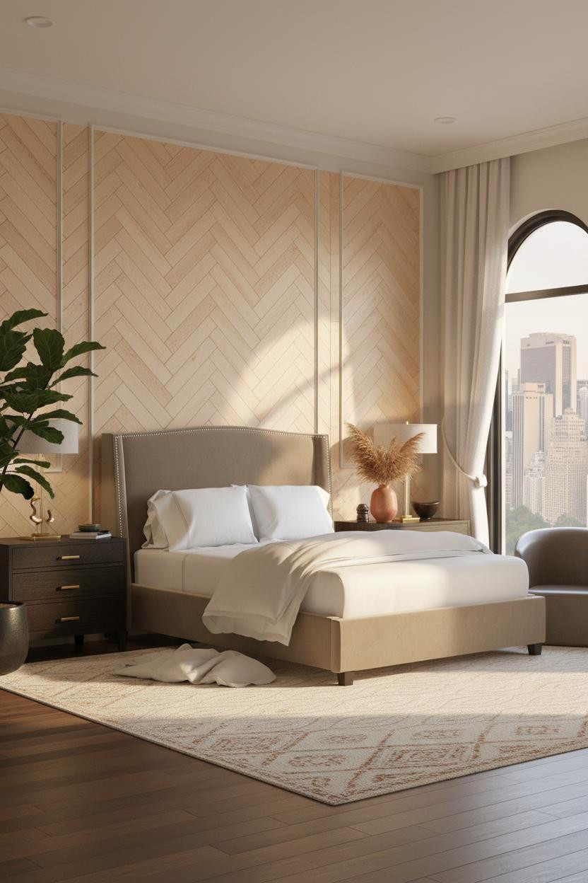 Master Bedroom Herringbone Accent Wall