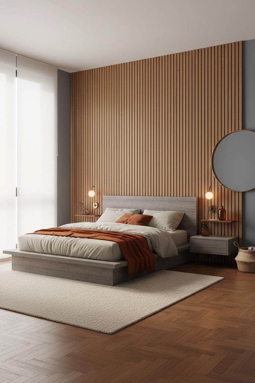 MCM Bedroom Teak Accent Wall