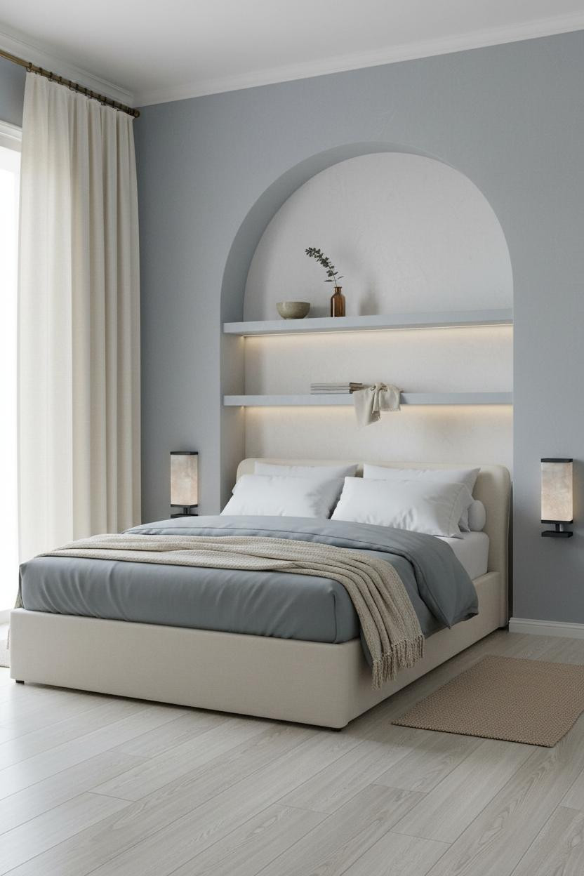 Mediterranean Bedroom Arched Alcove Coastal