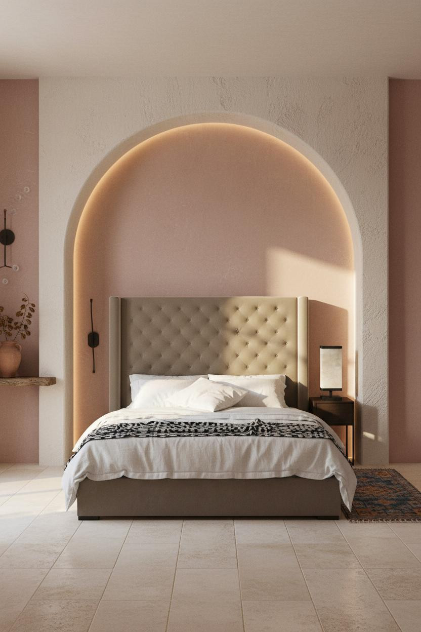 Mediterranean Bedroom Curved Archway Spanish Modern