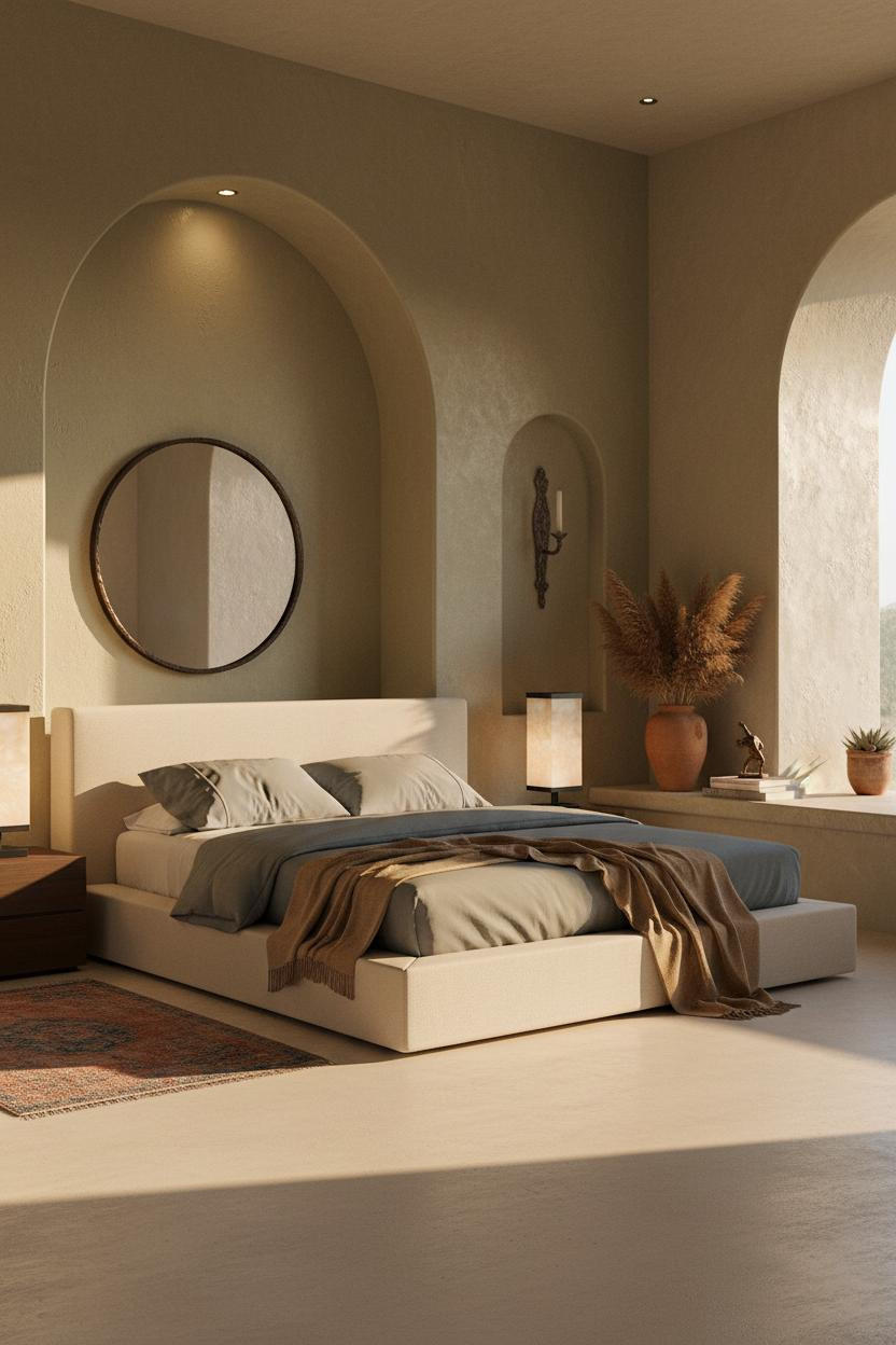 Mediterranean Bedroom Hacienda Sage Stucco Alcove
