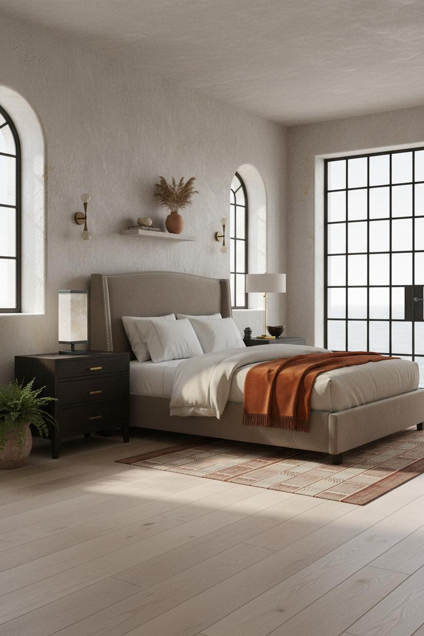 Mediterranean Bedroom Spanish Arched Windows Stucco