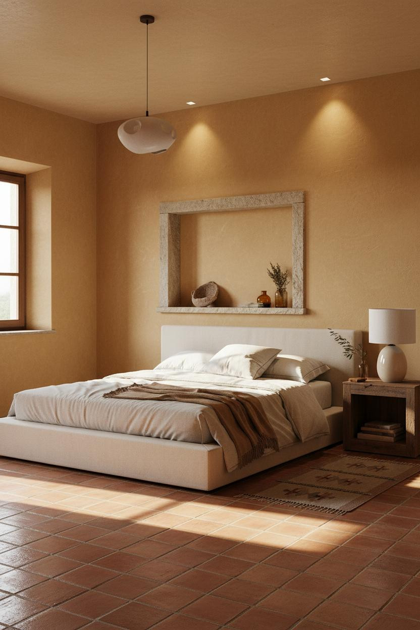 Mediterranean Bedroom Spanish Modern Ochre Plaster