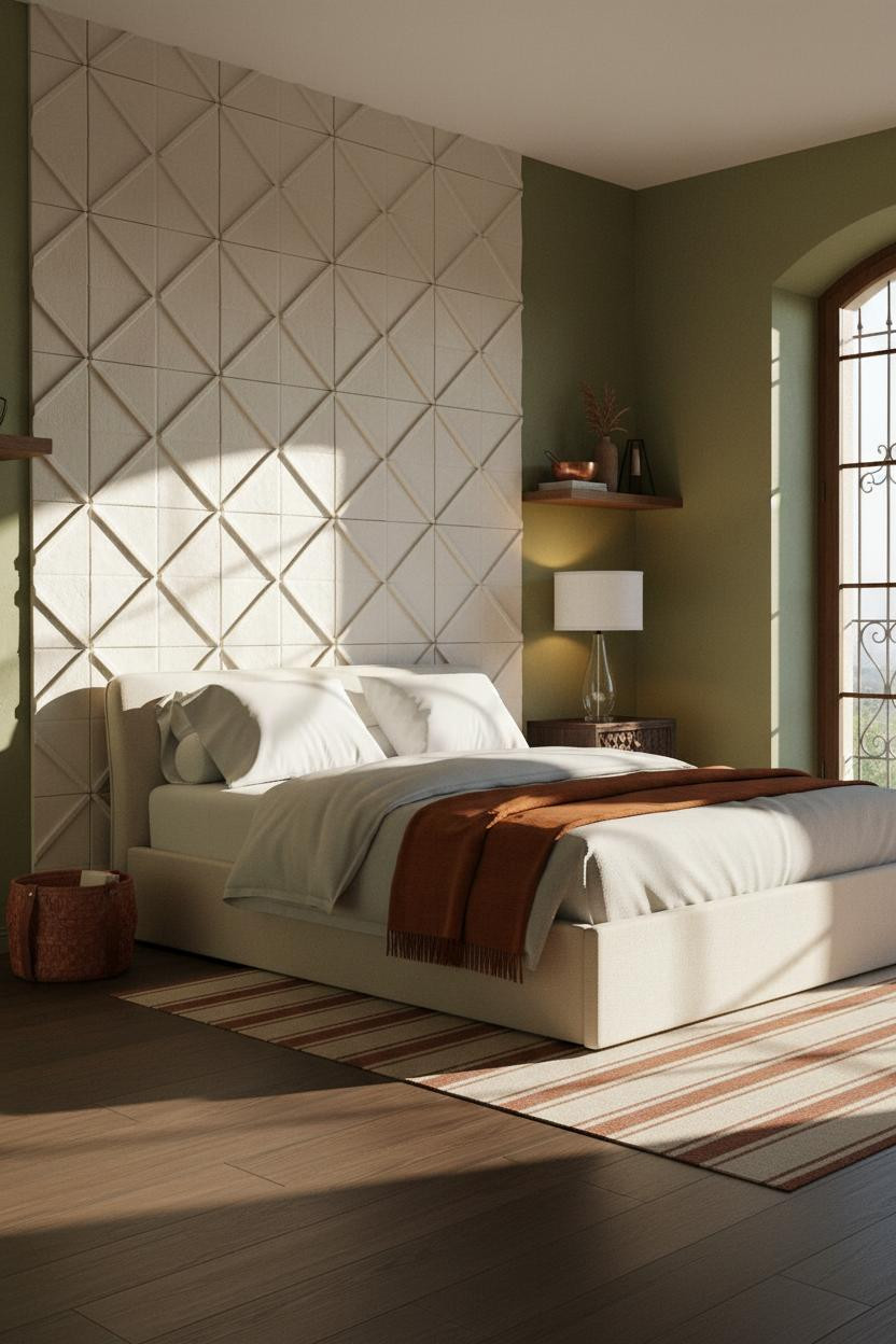 Mediterranean Bedroom Spanish Modern Textured Plaster