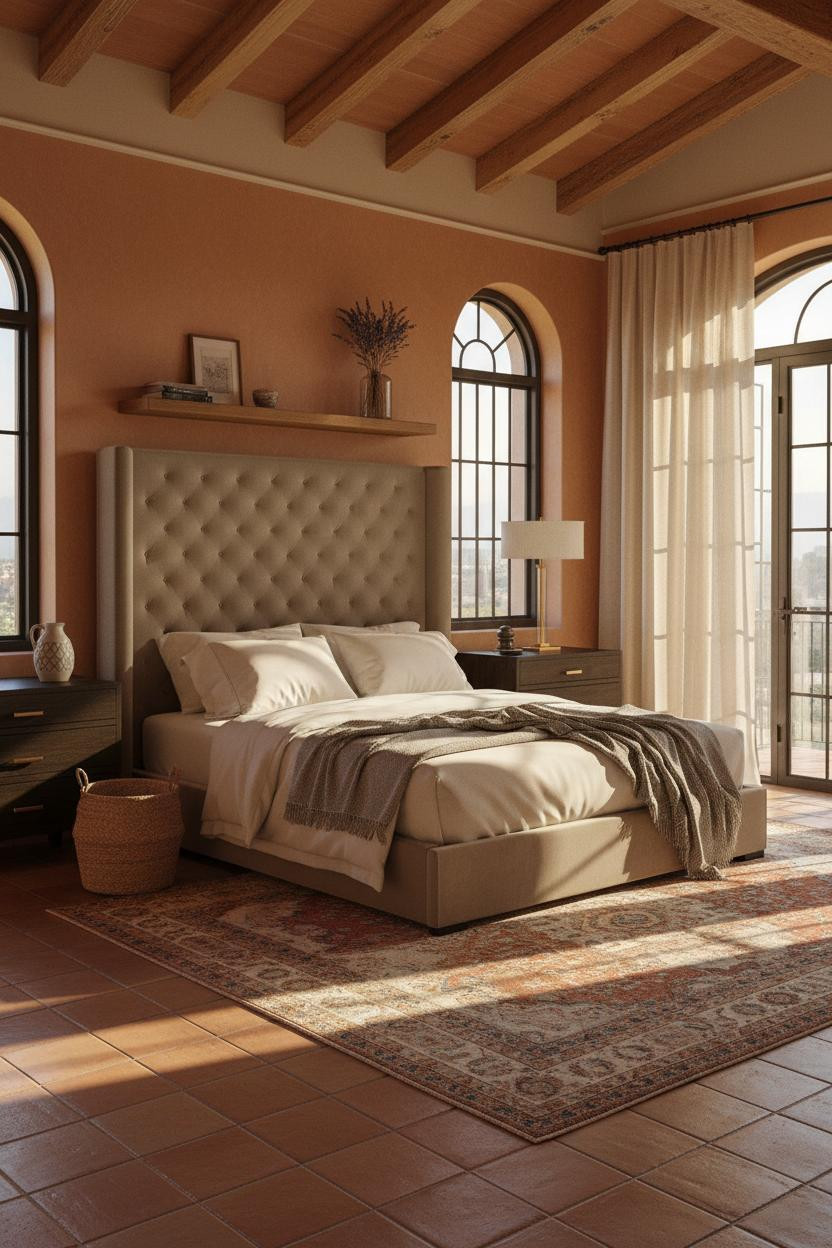 Mediterranean Bedroom Spanish Villa Terracotta Tiles