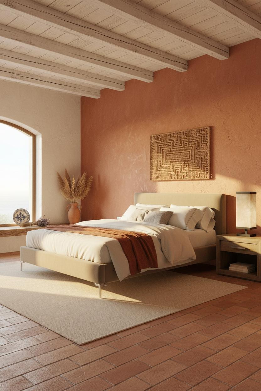 Mediterranean Bedroom Spanish Villa Terracotta Walls