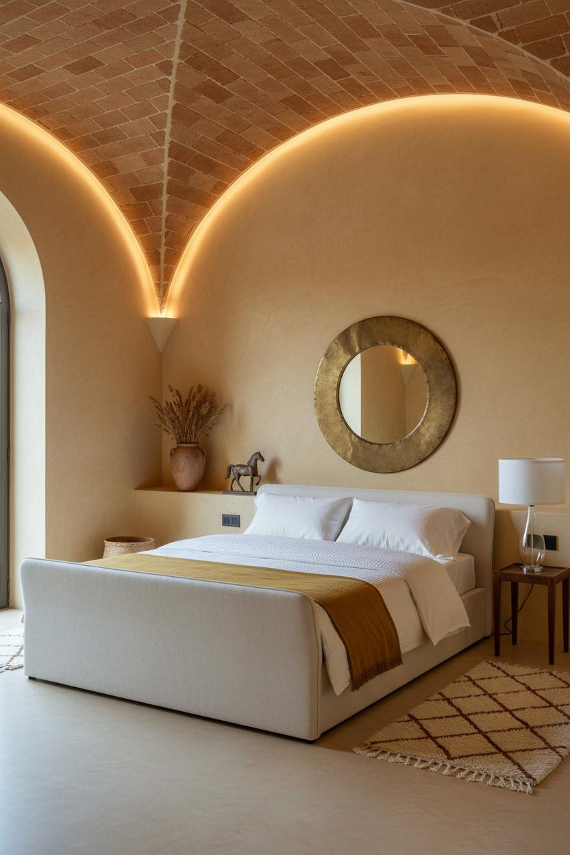 Mediterranean Bedroom Tuscan Barrel Vault