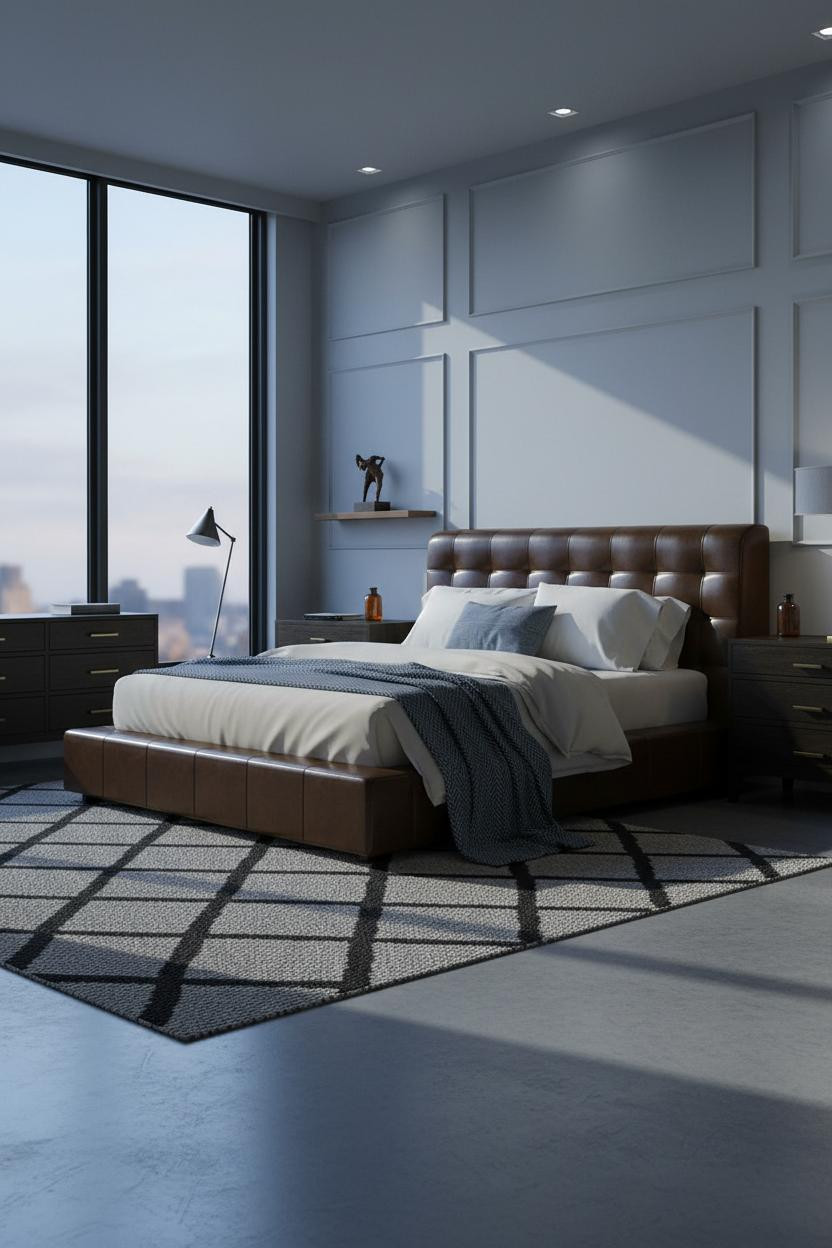 Mens Bedroom Ideas Grey Paneling Modern