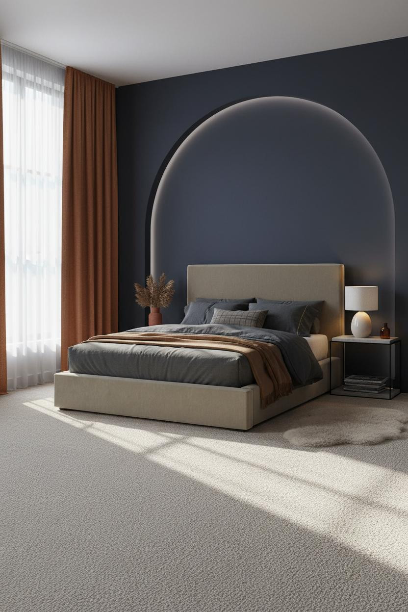 Mens Bedroom Dark Indigo Minimalist