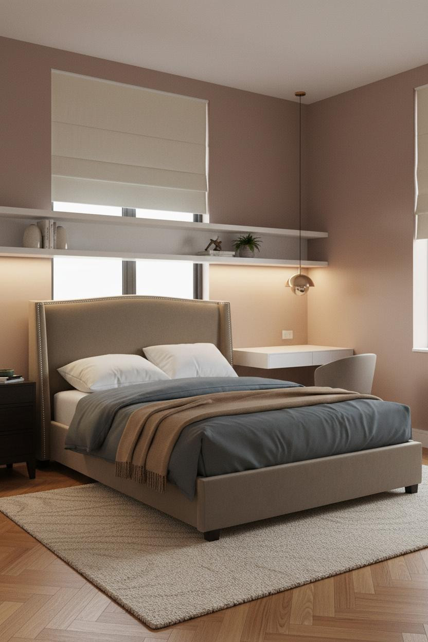 Mini Studio Apartment Small Spaces Floating Shelves