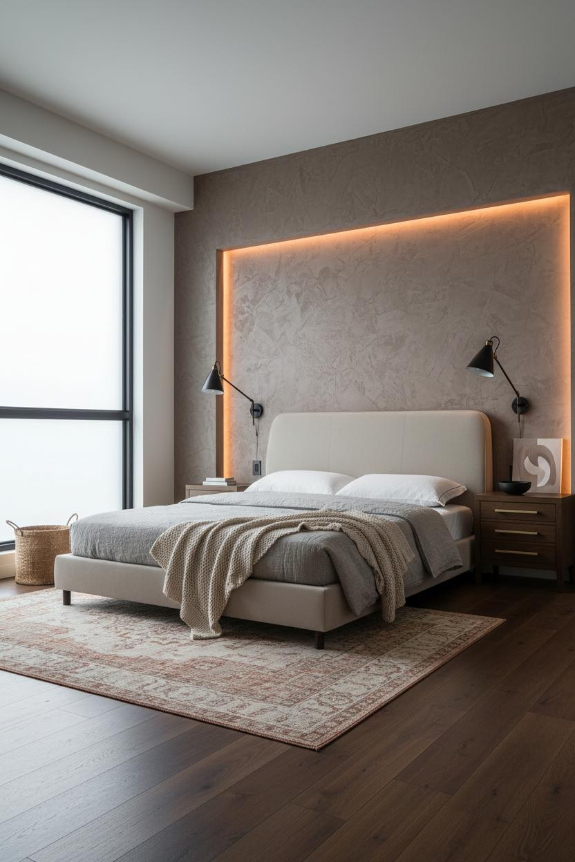 Mini Studio Apartment Small Spaces Textured Plaster Bedroom