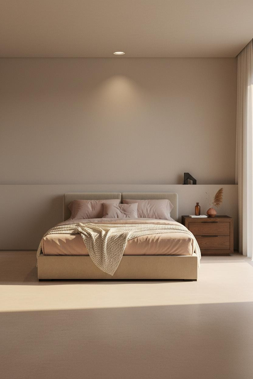 Minimalist Bedroom Floating Shelf Natural Light