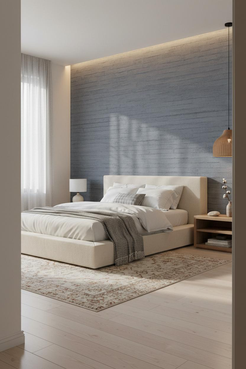 Modern Boho Bedroom Neutral Accent Wall