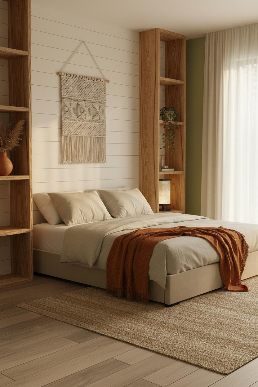 Modern Boho Bedroom Neutral Japandi