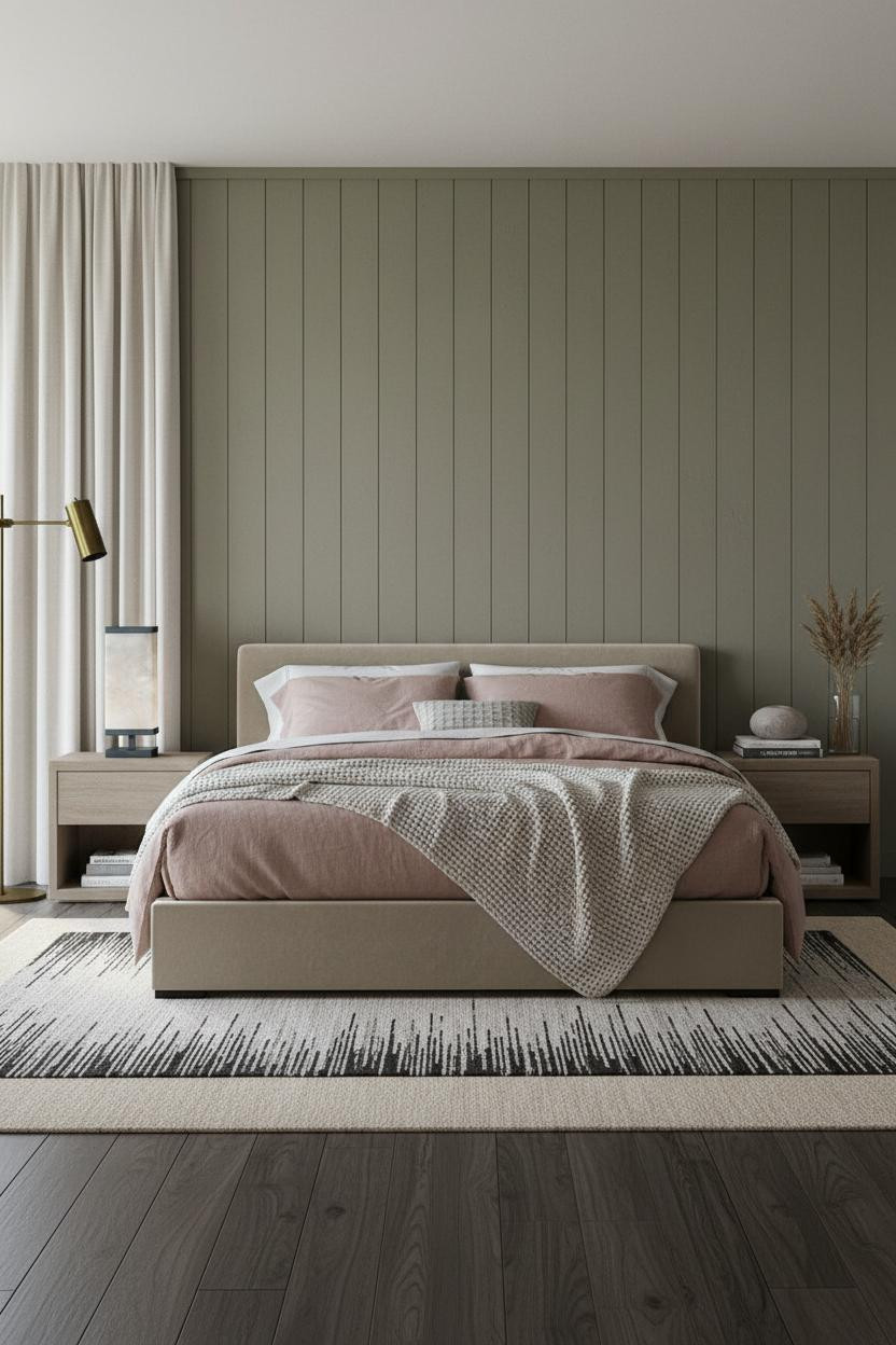 Modern Boho Bedroom Neutral Accent Wall