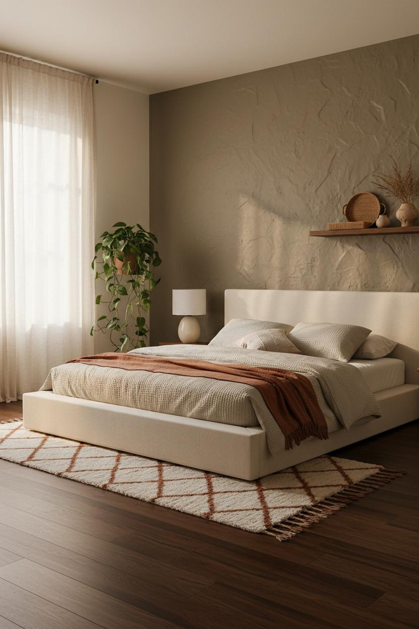 Modern Boho Bedroom Neutral Accent Wall