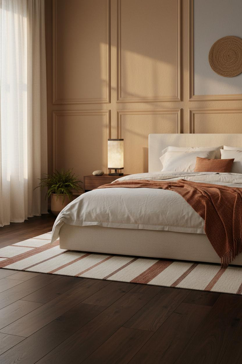 Modern Boho Bedroom Neutral Wainscoting