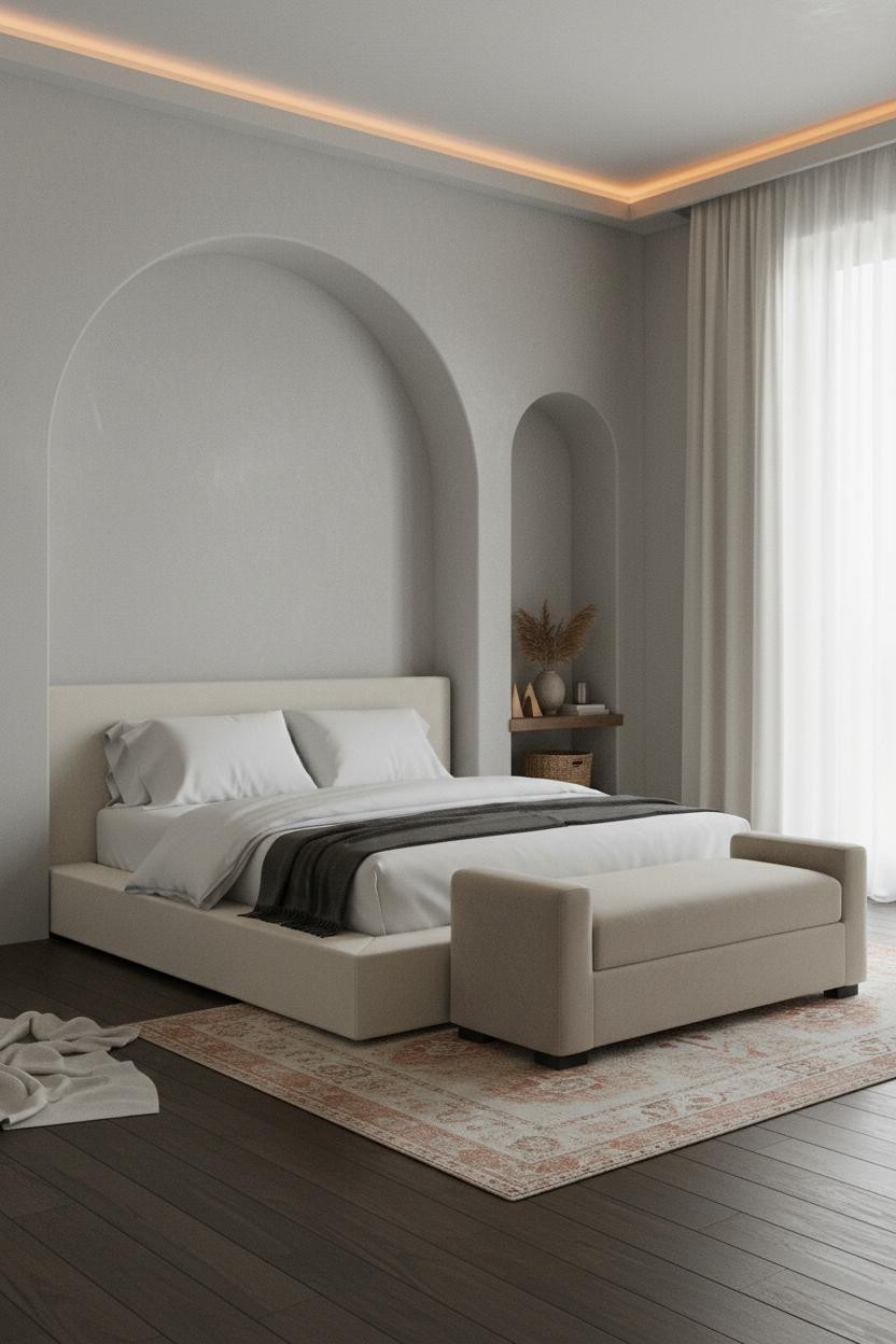 Modern Coastal Bedroom Arched Niche Neutral