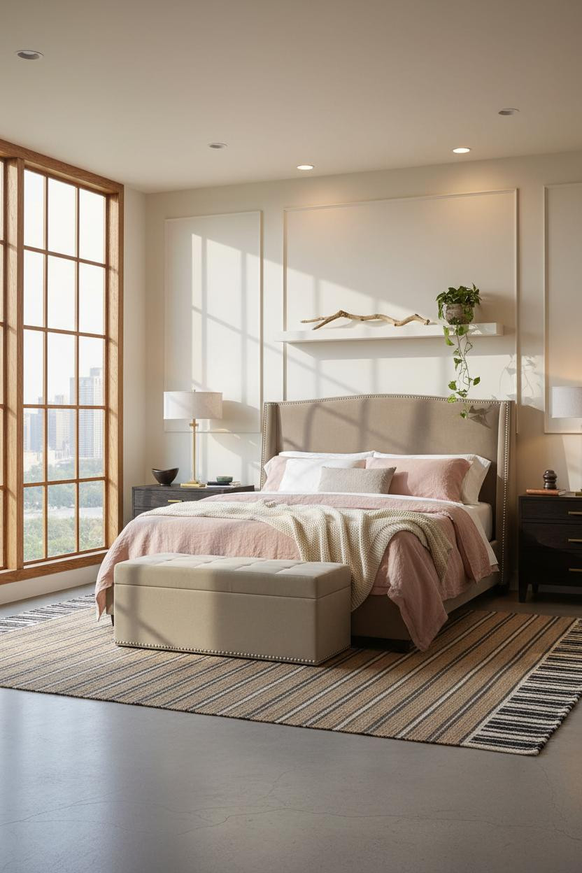 Modern Coastal Bedroom Neutral Oak Window