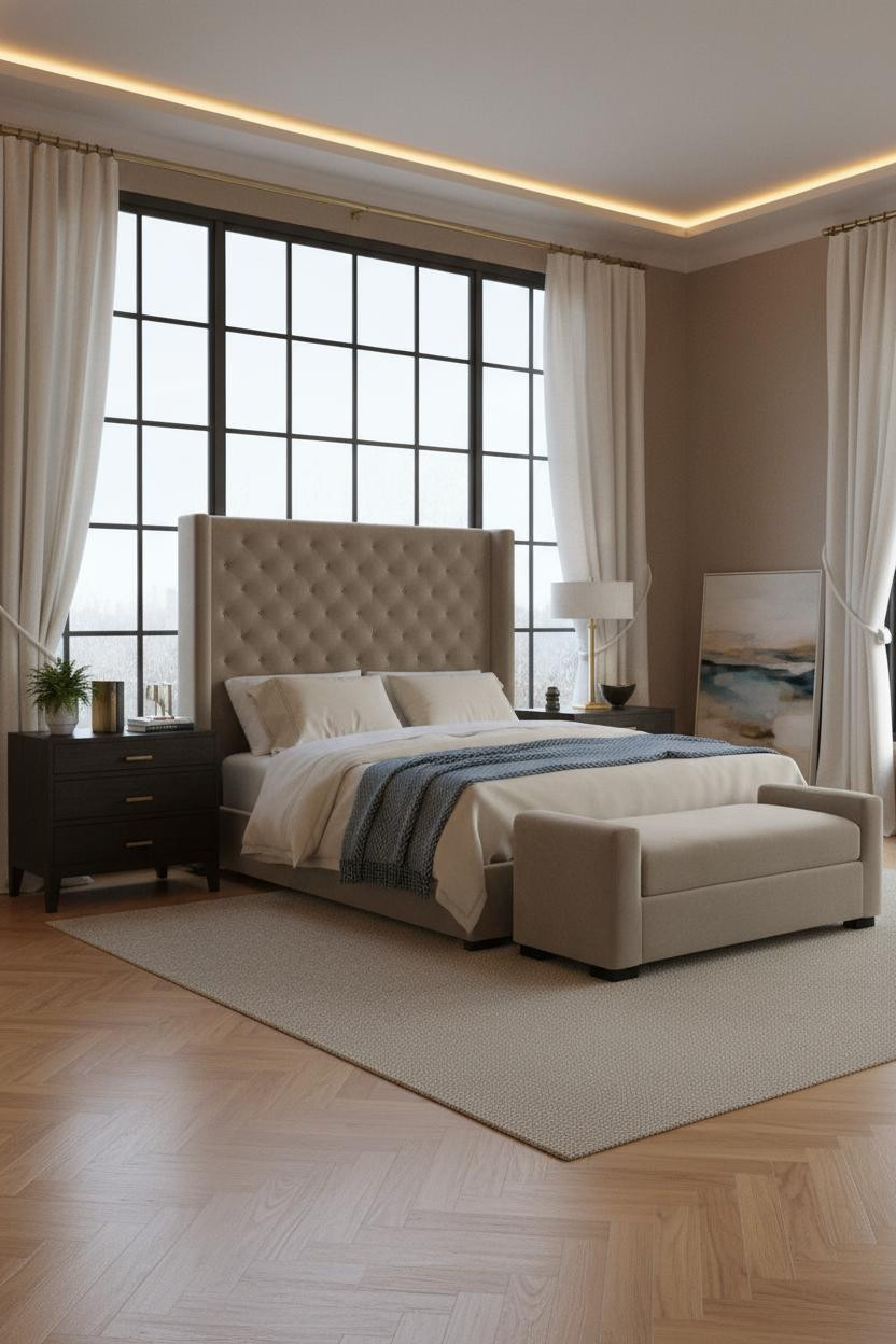 Modern Double Bed Coastal Bedroom Headboard