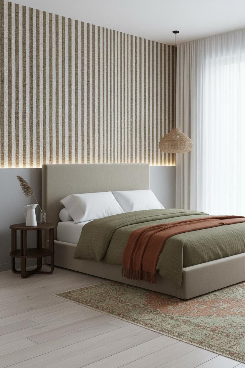 Modern Double Bed Design Woven Headboard