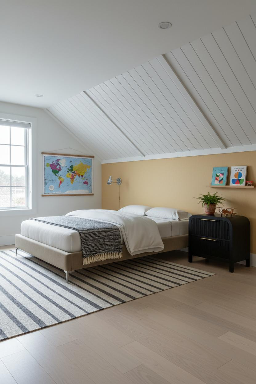 Modern Kids Bedroom Attic Geometric Design