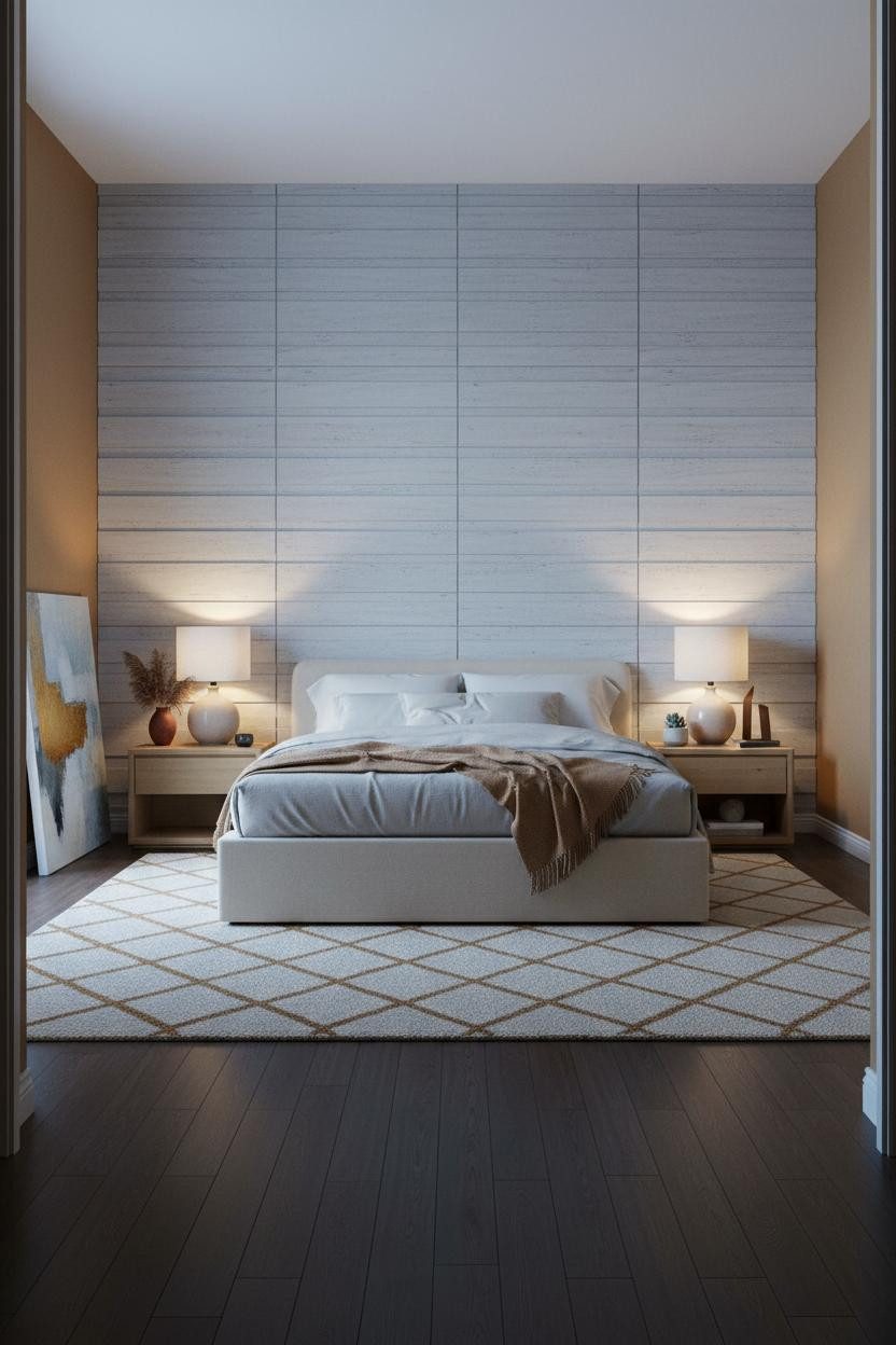 Modern Luxury Bedroom Wardrobe Textured Plaster